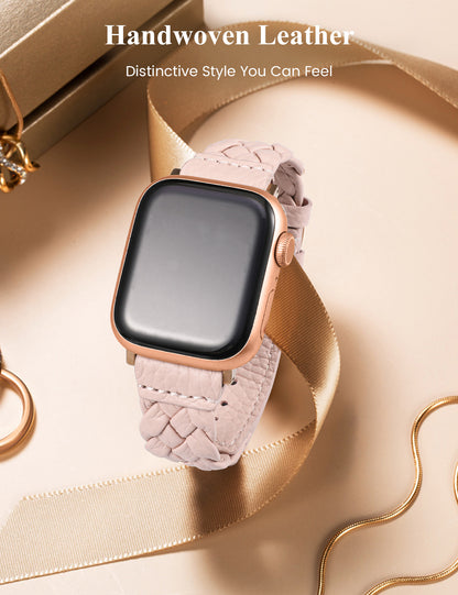 Designer Soft Braided Leather Strap for Apple Watch Band Women