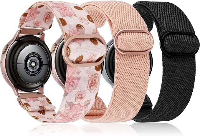 TOYOUTHS 20mm Stretchy Nylon Loop Band Compatible with Samsung Galaxy Watch 4 40mm 44mm/Active 2 40mm 44mm/Watch 4 Classic 42mm 46mm/Active 40mm/Watch 3 41mm, Women/Men Elastic Watch Strap Replacement