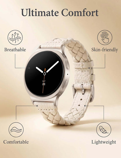 Braided Leather Strap for Samsung Galaxy Watch 9/8 40mm 44mm & Watch 8 Classic 46mm