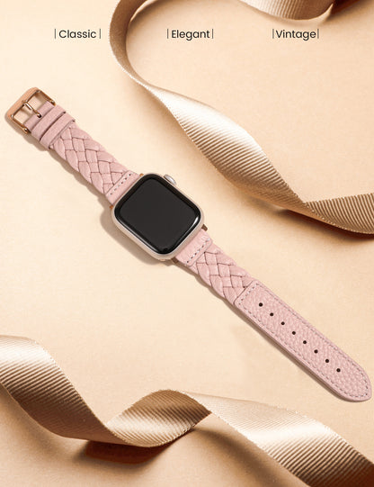 Designer Soft Braided Leather Strap for Apple Watch Band Women