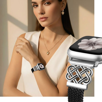 Thin Braided Magnetic Band for Apple Watch Band | Slim Celtic Metal Stretchy Strap