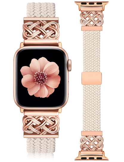 Thin Braided Magnetic Band for Apple Watch Band | Slim Celtic Metal Stretchy Strap