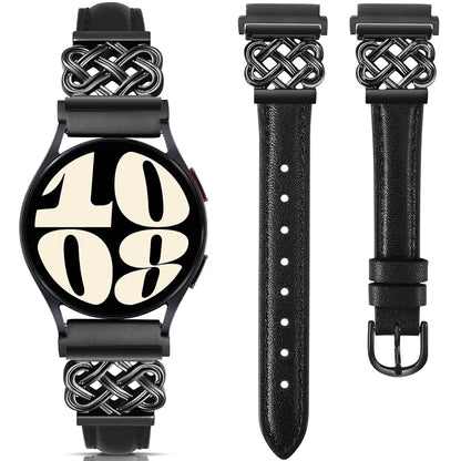 20mm Celtic Knot Leather Band for Samsung Galaxy Watch 7/6/5/4/3/FE/6 Classic/5 Pro/4 Classic/Active 2
