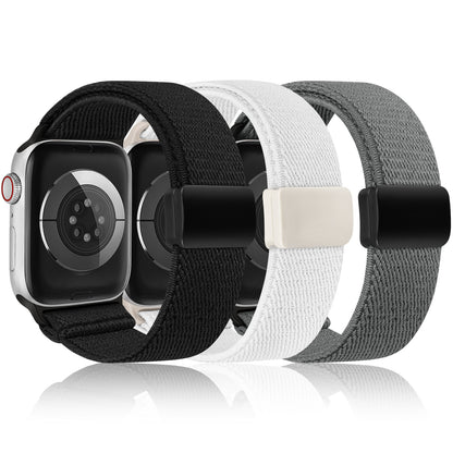 3 Pack Stretchy Loop Band with Magnetic Clasp Compatible with Apple Watch Band 40mm 38mm 41mm 42mm 44mm 45mm 46mm 49mm, Nylon Braided Elastic Strap for iWatch Series 10 9 8 7 6 SE 5 4 3 Ultra 2 1