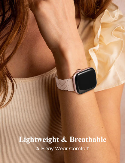 Designer Soft Braided Leather Strap for Apple Watch Band Women