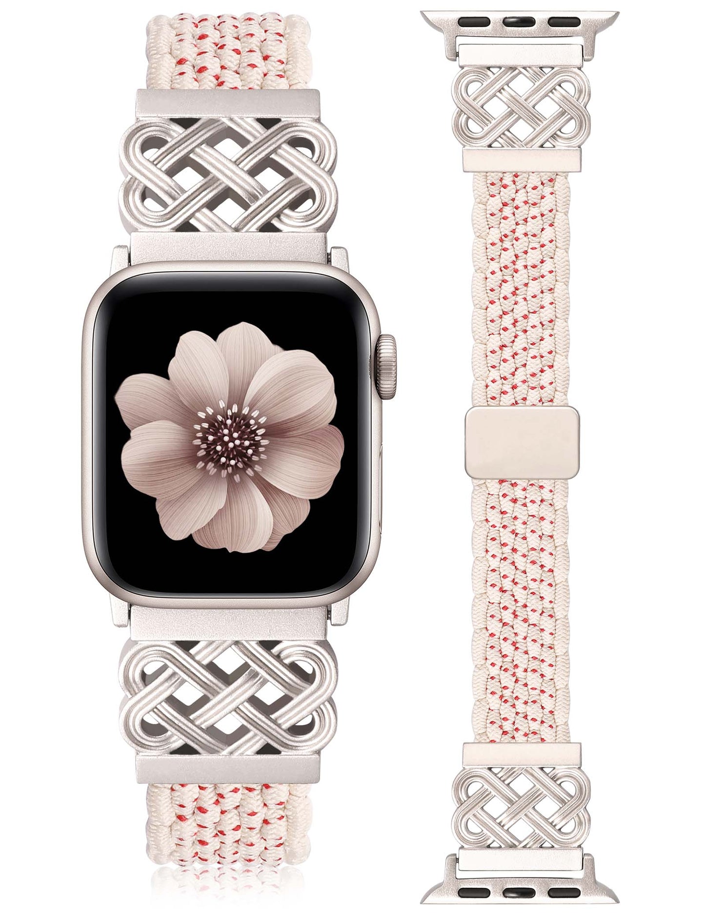Thin Braided Magnetic Band for Apple Watch Band | Slim Celtic Metal Stretchy Strap