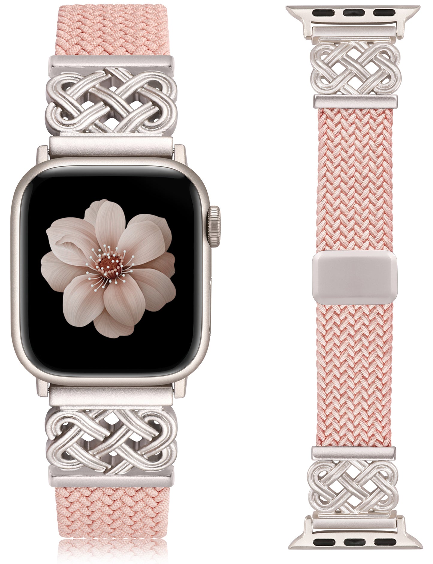 Braided Magnetic Band Compatible with Apple Watch Bands 38/40/41/42/44/45/46/49mm Women Men, Celtic Knot Stretchy Elastic Nylon Fabric Woven Strap for iWatch Series 11 10 9 8 7 6 5 4 SE/Ultra 3 2 1