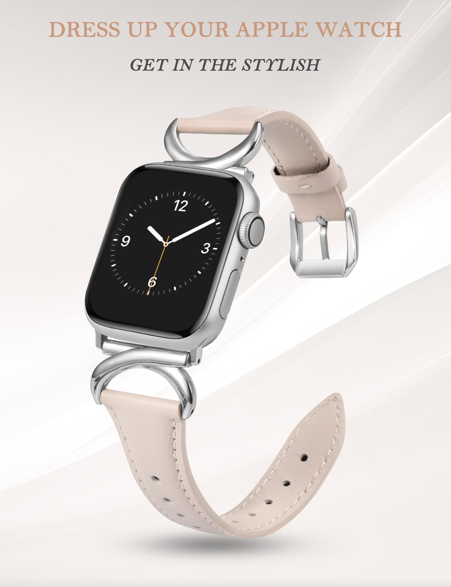 TOYOUTHS Compatible with Apple Watch Band Leather Strap 38/40/41/42/44/45/49mm Ultra 2 Women Dressy C-Shaped Metal Buckle Bracelet Wristband for iWatch Bands Series Ultra SE 9 8 7 6 5 4 3 2 1