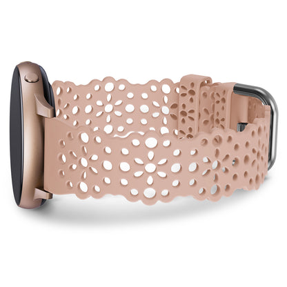 TOYOUTHS 20mm Lace Silicone Band Compatible with Samsung Galaxy Watch 4 40mm 44mm/Active 2 40mm 44mm/Watch 4 Classic 42mm 46mm/Active 40mm/Watch 3 41mm, Women Soft Hollow-Out Watch Strap Replacement