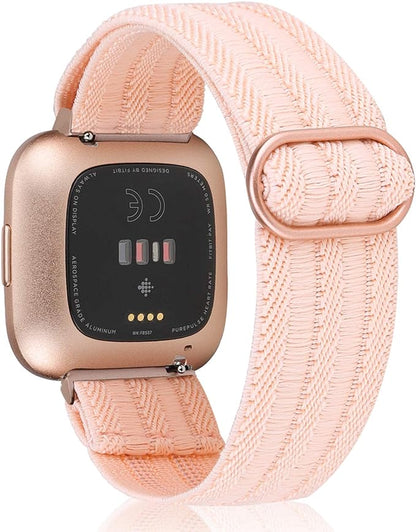TOYOUTHS Compatible with Fitbit Versa/Versa 2 Bands for Women Men Adjustable Elastic Nylon Fabric Strap Replacement for Versa Lite Edition Stretchy Solo Loop Bracelet Wristband Accessories