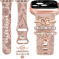 TOYOUTHS Compatible with Apple Watch Band with Charms Women Floral Engraved Silicone Strap with Decorative Ring Loops Dressy Bracelet for iWatch 38/40/41mm Series SE 8 7 6 5 4 3 2 1