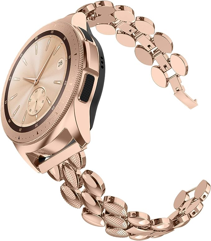 TOYOUTHS Compatible with Samsung Galaxy Watch 6/5/5 Pro/Watch 4 40mm 44mm/Watch 4 Classic 42mm 46mm/Watch 3 41mm/Active 2 Band Women, 20mm Dressy Metal Bracelet Strap for Garmin Vivoactive 3