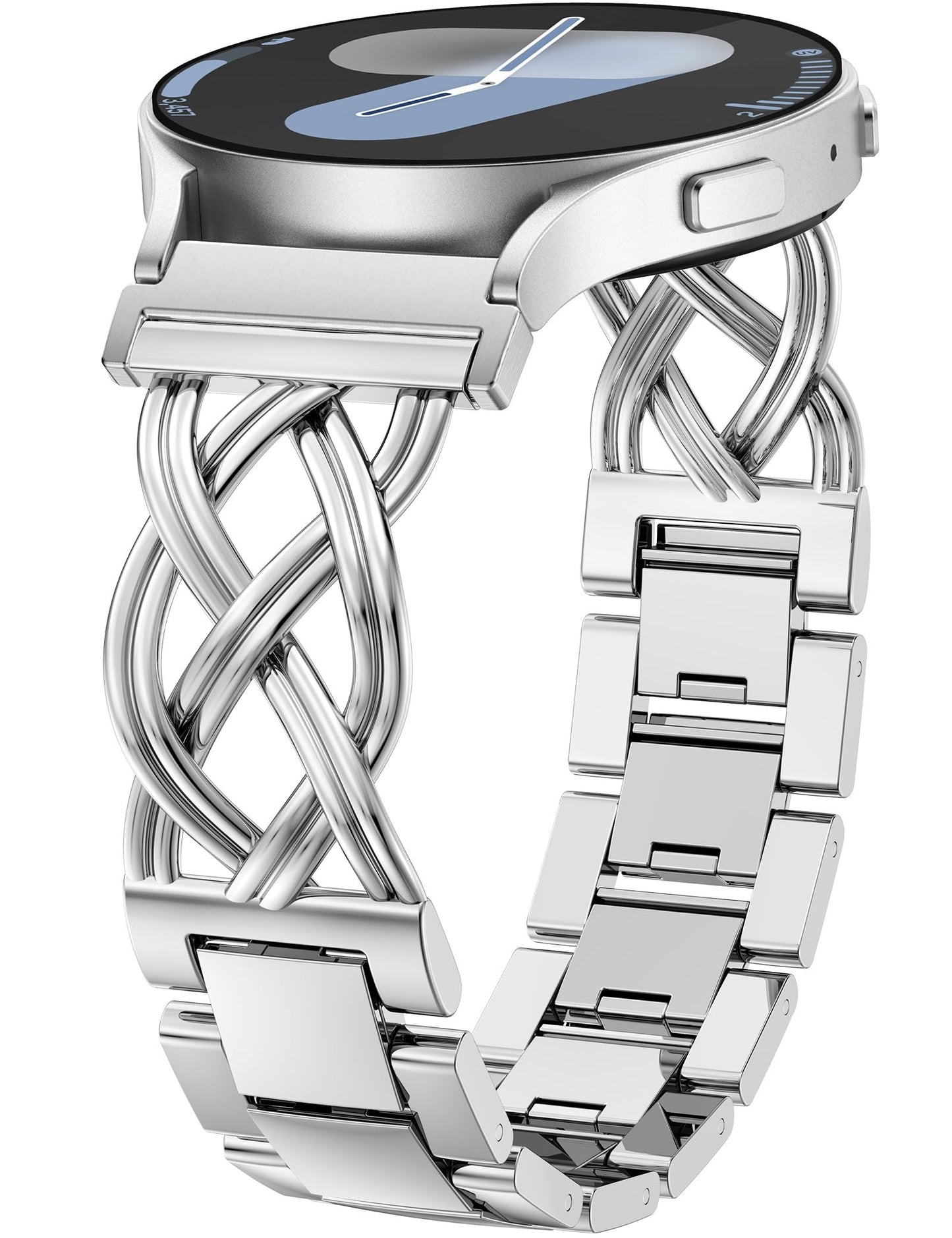 TOYOUTHS Celtic Knot Chain Bracelet Compatible with Samsung Galaxy Watch 7 6 5 4 FE 40mm 44mm/Watch 6 4 Classic/5 Pro/3 41mm/Active 2 Women, 20mm Dressy Stainless Steel Band Metal Jewelry Link Strap