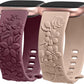 TOYOUTHS 2 Pack Compatible with Fitbit Versa 4/Versa 3/Sense 2/Sense Bands for Women Floral Engraved Straps Soft Silicone Dressy Embossed Flower Wristband Bracelet for Fitbit Versa 4/Sense Watch Band