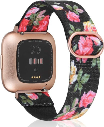 TOYOUTHS Compatible with Fitbit Versa/Versa 2 Bands for Women Men Adjustable Elastic Nylon Fabric Strap Replacement for Versa Lite Edition Stretchy Solo Loop Bracelet Wristband Accessories