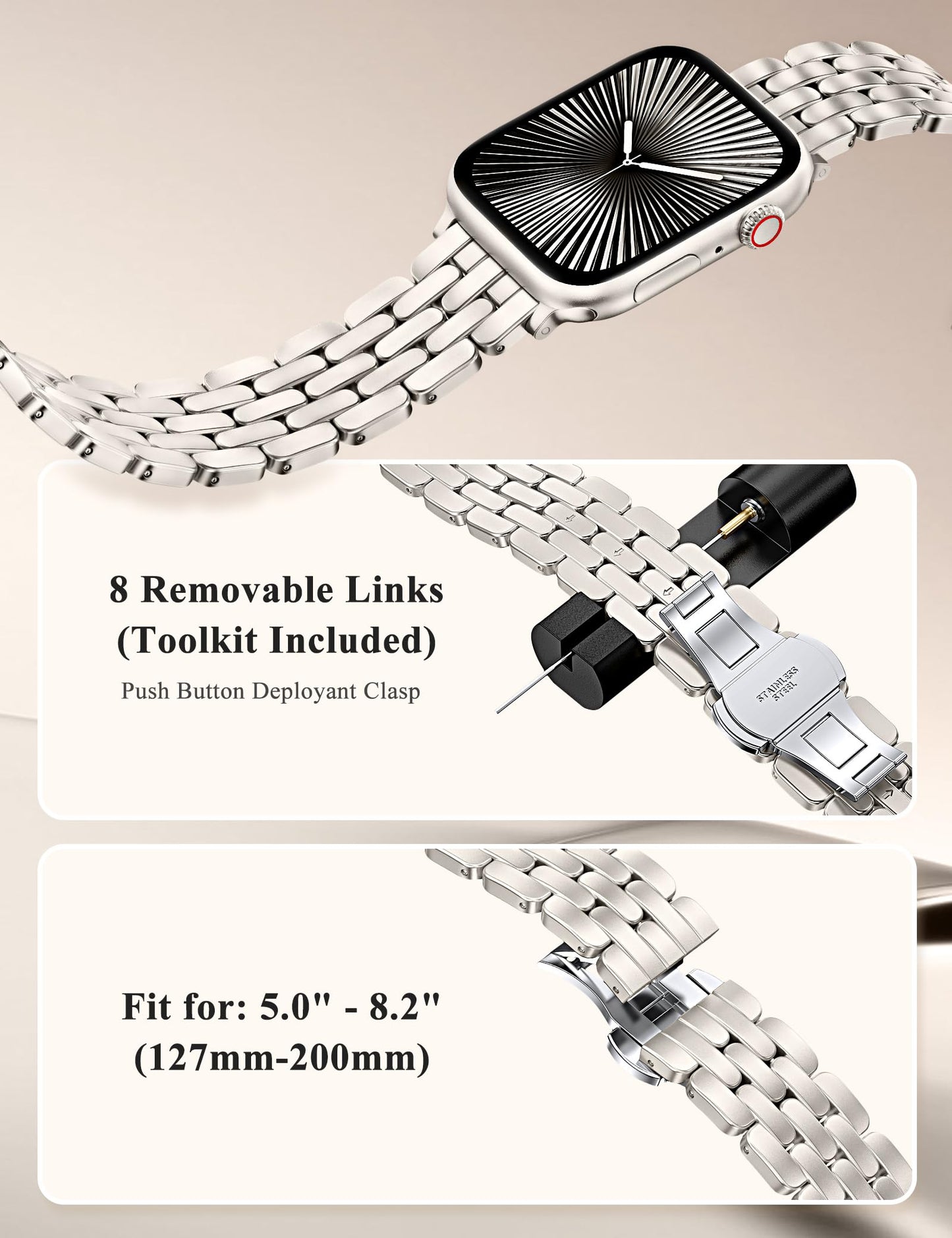 TOYOUTHS Designer Vintage Gold Bracelet for Apple Watch Band Women 42/40/41/38/44/45/46/49mm, Stainless Steel Dressy Elegant Luxury Metal Strap for iWatch Series 11 10 9 8 7 6 5 4 SE/Ultra 3 2 1
