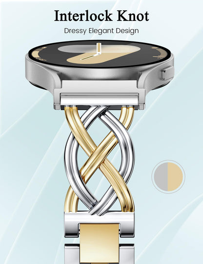 20mm Celtic Knot Chain Metal Bracelet for Samsung Galaxy Watch 7/6/5/4/3/FE/6 Classic/5 Pro/4 Classic/Active 2