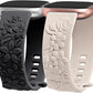 TOYOUTHS 2 Pack Compatible with Fitbit Versa 4/Versa 3/Sense 2/Sense Bands for Women Floral Engraved Straps Soft Silicone Dressy Embossed Flower Wristband Bracelet for Fitbit Versa 4/Sense Watch Band