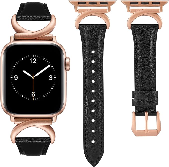 TOYOUTHS Compatible with Apple Watch Band Leather Strap 41mm 40mm 38mm Women Dressy C-Shaped Metal Buckle Bracelet Wristband for iWatch Bands Series SE 9 8 7 6 5 4 3 2 1