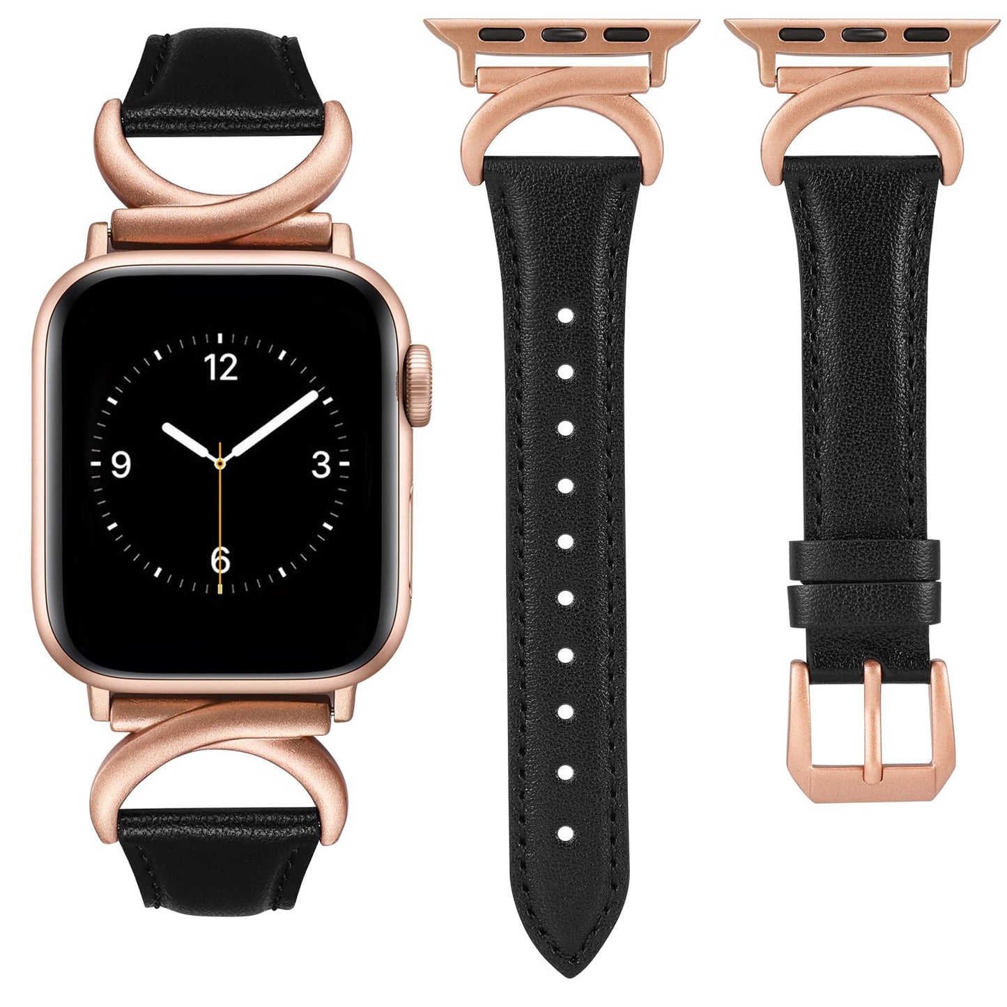 TOYOUTHS Compatible with Apple Watch Band Leather Strap 38/40/41/42/44/45/49mm Ultra 2 Women Dressy C-Shaped Metal Buckle Bracelet Wristband for iWatch Bands Series Ultra SE 9 8 7 6 5 4 3 2 1
