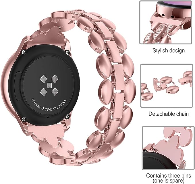 TOYOUTHS Compatible with Samsung Galaxy Watch 6/5/5 Pro/Watch 4 40mm 44mm/Watch 4 Classic 42mm 46mm/Watch 3 41mm/Active 2 Band Women, 20mm Dressy Metal Bracelet Strap for Garmin Vivoactive 3