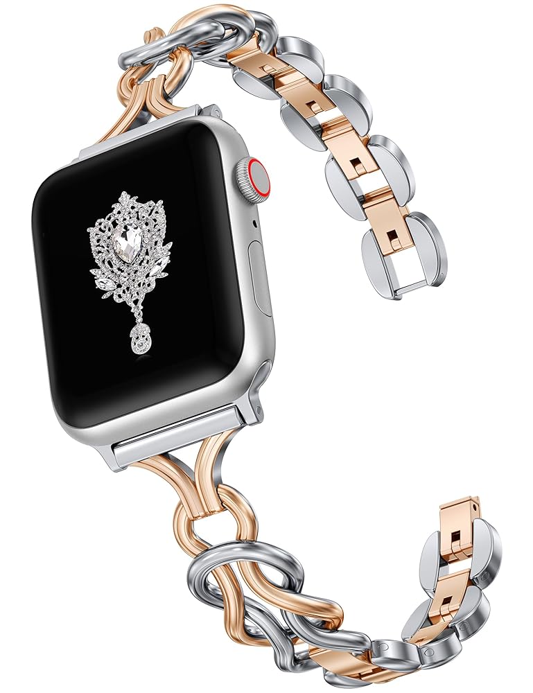 TOYOUTHS Celtic Bracelet Compatible with Apple Watch Bands 38/40/41/42/44/45/46/49mm Women, Dressy Chain Stainless Steel Metal Jewelry Link Strap for iWatch Series 11 10 9 8 7 6 5 4 SE/Ultra 3 2 1