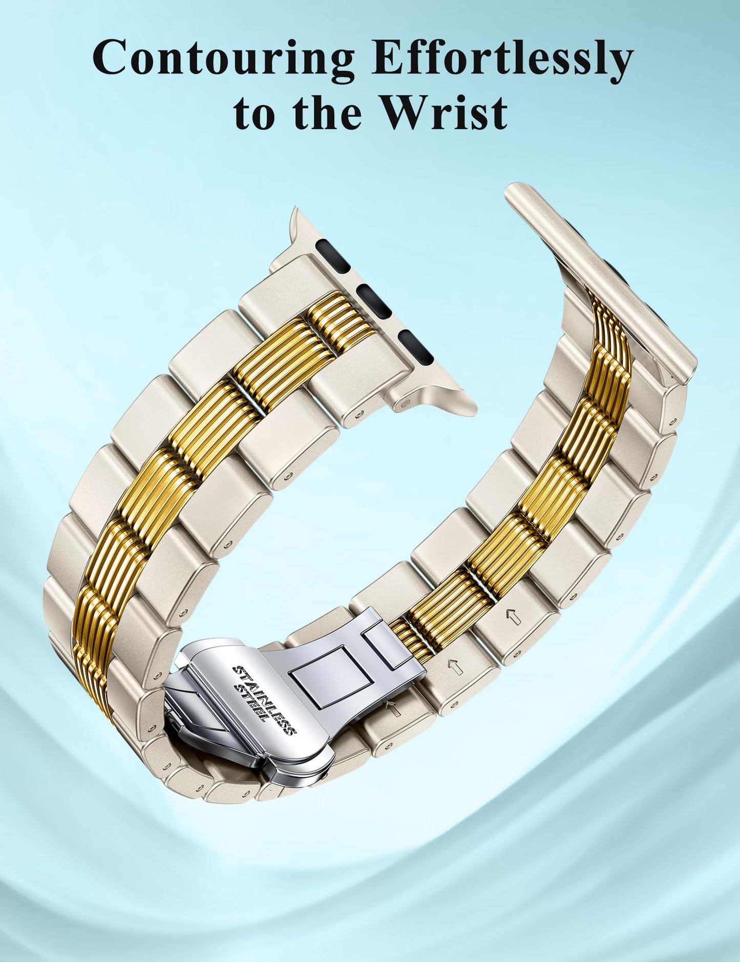 TOYOUTHS Mixed Metal Band Compatible with Apple Watch Bands 38/40/41/42/44/45/46/49mm Women Men, Formal Dressy Two-Tone Stainless Steel Classy Strap for iWatch Series 11 10 9 8 7 6 5 4 SE/Ultra 3 2 1