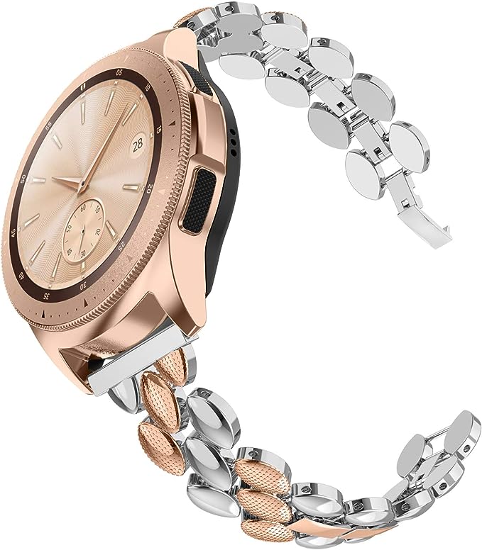 TOYOUTHS Compatible with Samsung Galaxy Watch 6/5/5 Pro/Watch 4 40mm 44mm/Watch 4 Classic 42mm 46mm/Watch 3 41mm/Active 2 Band Women, 20mm Dressy Metal Bracelet Strap for Garmin Vivoactive 3
