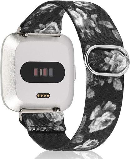 TOYOUTHS Compatible with Fitbit Versa/Versa 2 Bands for Women Men Adjustable Elastic Nylon Fabric Strap Replacement for Versa Lite Edition Stretchy Solo Loop Bracelet Wristband Accessories