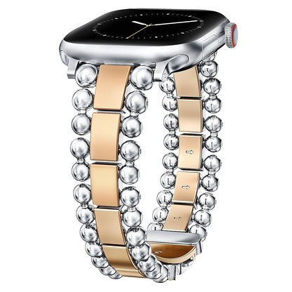 TOYOUTHS Beaded Bracelet Compatible with Apple Watch Bands 38/40/41/42/44/45/46/49mm Women, Dressy Fancy Stainless Steel Metal Elegant Jewelry Strap for iWatch Series 11 10 9 8 7 6 5 4 Ultra/SE 3 2 1