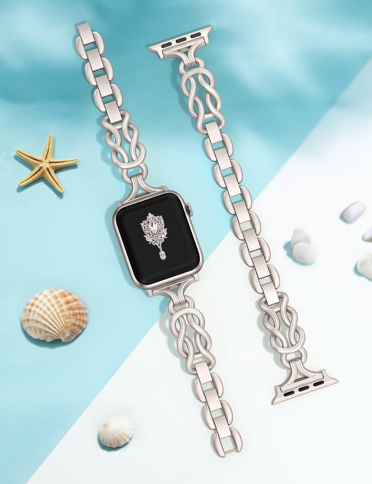 TOYOUTHS Celtic Bracelet Compatible with Apple Watch Bands 38/40/41/42/44/45/46/49mm Women, Dressy Chain Stainless Steel Metal Jewelry Link Strap for iWatch Series 11 10 9 8 7 6 5 4 SE/Ultra 3 2 1