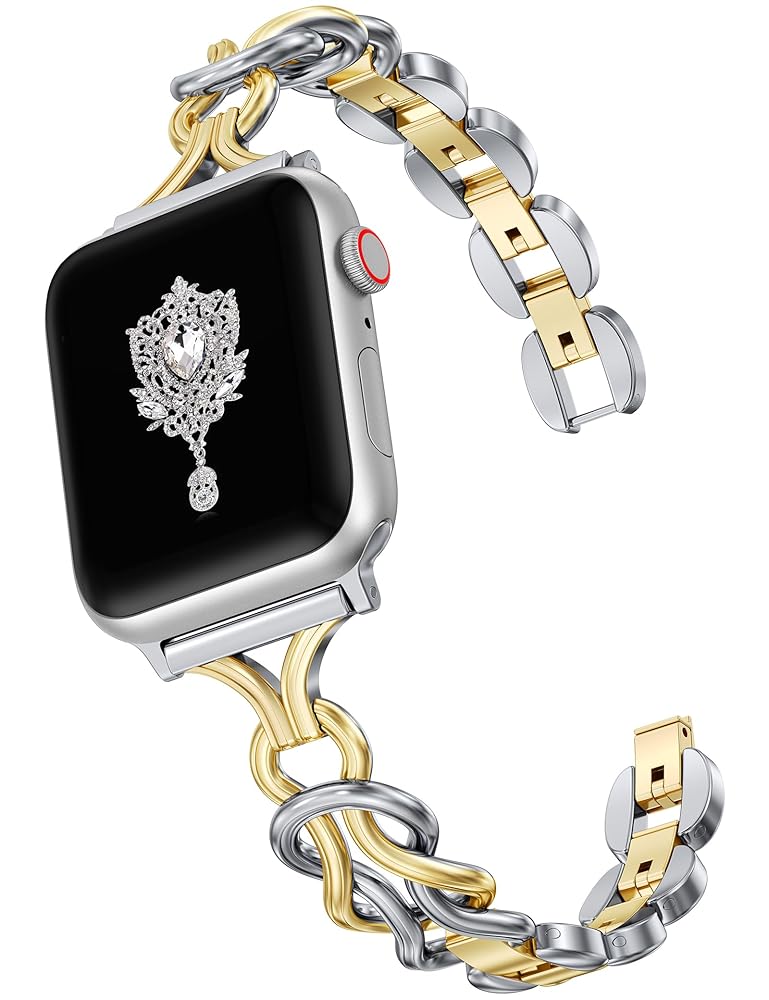 TOYOUTHS Celtic Bracelet Compatible with Apple Watch Bands 38/40/41/42/44/45/46/49mm Women, Dressy Chain Stainless Steel Metal Jewelry Link Strap for iWatch Series 11 10 9 8 7 6 5 4 SE/Ultra 3 2 1