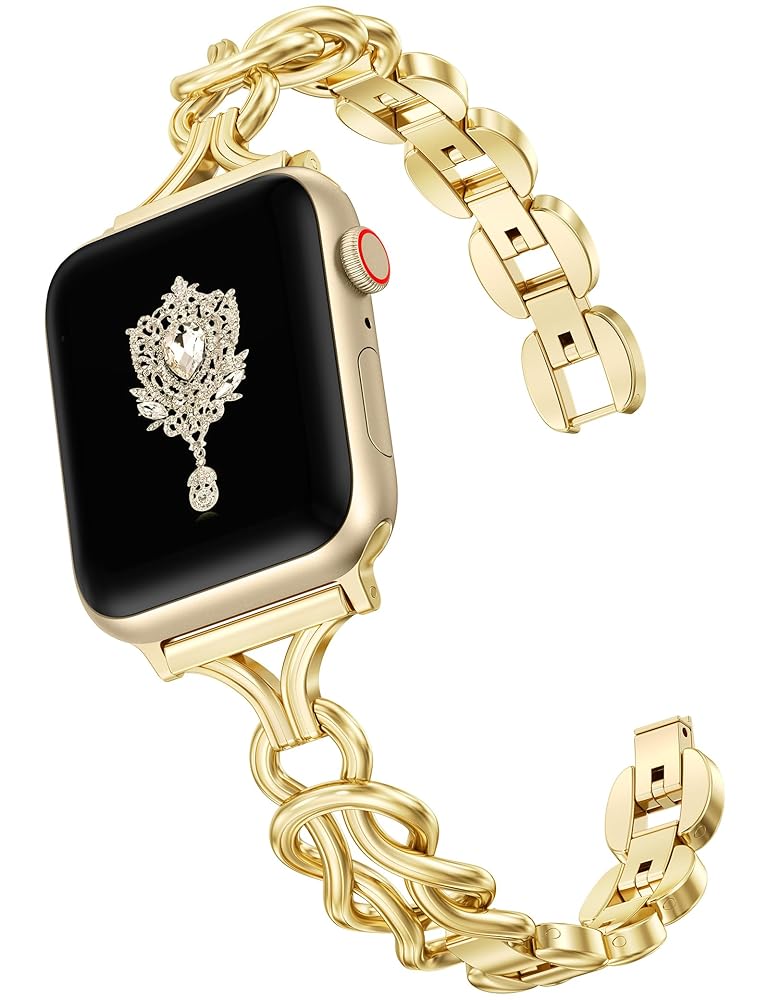 TOYOUTHS Celtic Bracelet Compatible with Apple Watch Bands 38/40/41/42/44/45/46/49mm Women, Dressy Chain Stainless Steel Metal Jewelry Link Strap for iWatch Series 11 10 9 8 7 6 5 4 SE/Ultra 3 2 1
