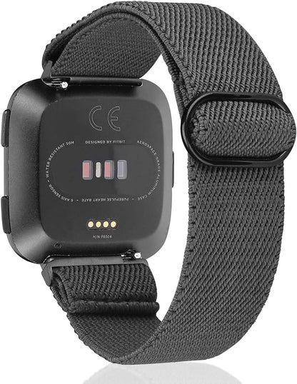 TOYOUTHS Compatible with Fitbit Versa/Versa 2 Bands for Women Men Adjustable Elastic Nylon Fabric Strap Replacement for Versa Lite Edition Stretchy Solo Loop Bracelet Wristband Accessories