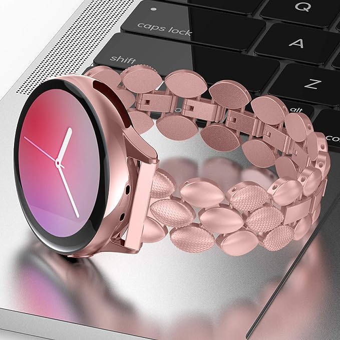 TOYOUTHS Compatible with Samsung Galaxy Watch 6/5/5 Pro/Watch 4 40mm 44mm/Watch 4 Classic 42mm 46mm/Watch 3 41mm/Active 2 Band Women, 20mm Dressy Metal Bracelet Strap for Garmin Vivoactive 3