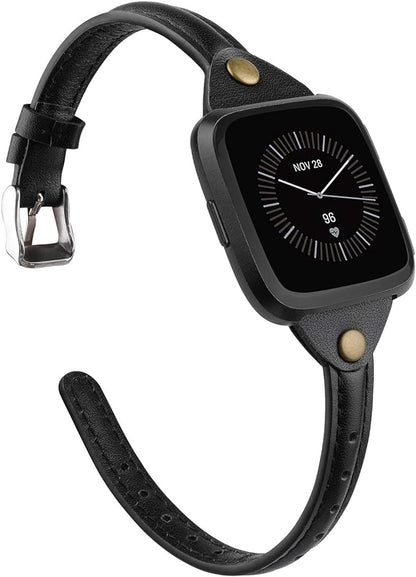 TOYOUTHS Slim Strap Compatible with Fitbit Versa/Versa 2/Versa Lite/Versa SE Bands for Women Men Thin Genuine Leather Replacement Wristbands Handmade Watch Band Accessories Multi Colors