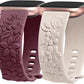 TOYOUTHS 2 Pack Compatible with Fitbit Versa 4/Versa 3/Sense 2/Sense Bands for Women Floral Engraved Straps Soft Silicone Dressy Embossed Flower Wristband Bracelet for Fitbit Versa 4/Sense Watch Band