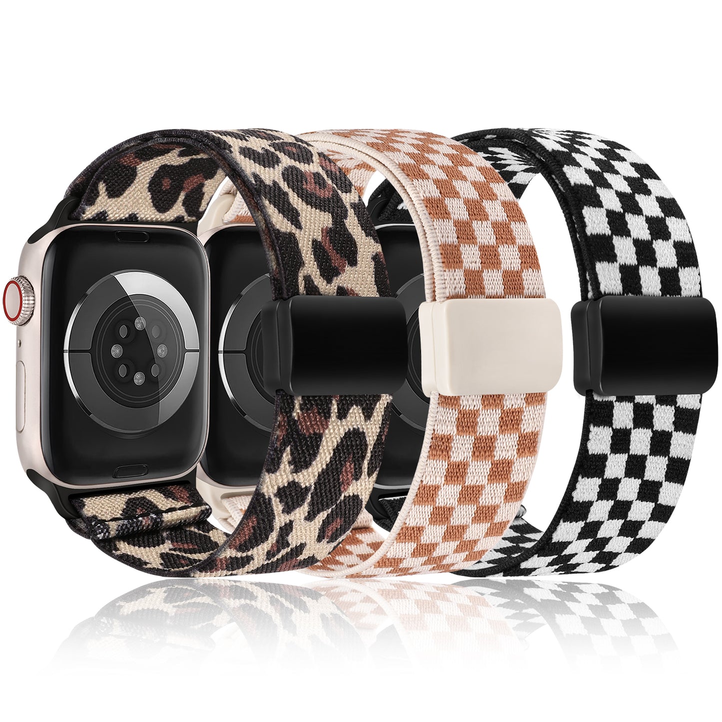 3 Pack Stretchy Loop Band with Magnetic Clasp Compatible with Apple Watch Band 40mm 38mm 41mm 42mm 44mm 45mm 46mm 49mm, Nylon Braided Elastic Strap for iWatch Series 10 9 8 7 6 SE 5 4 3 Ultra 2 1
