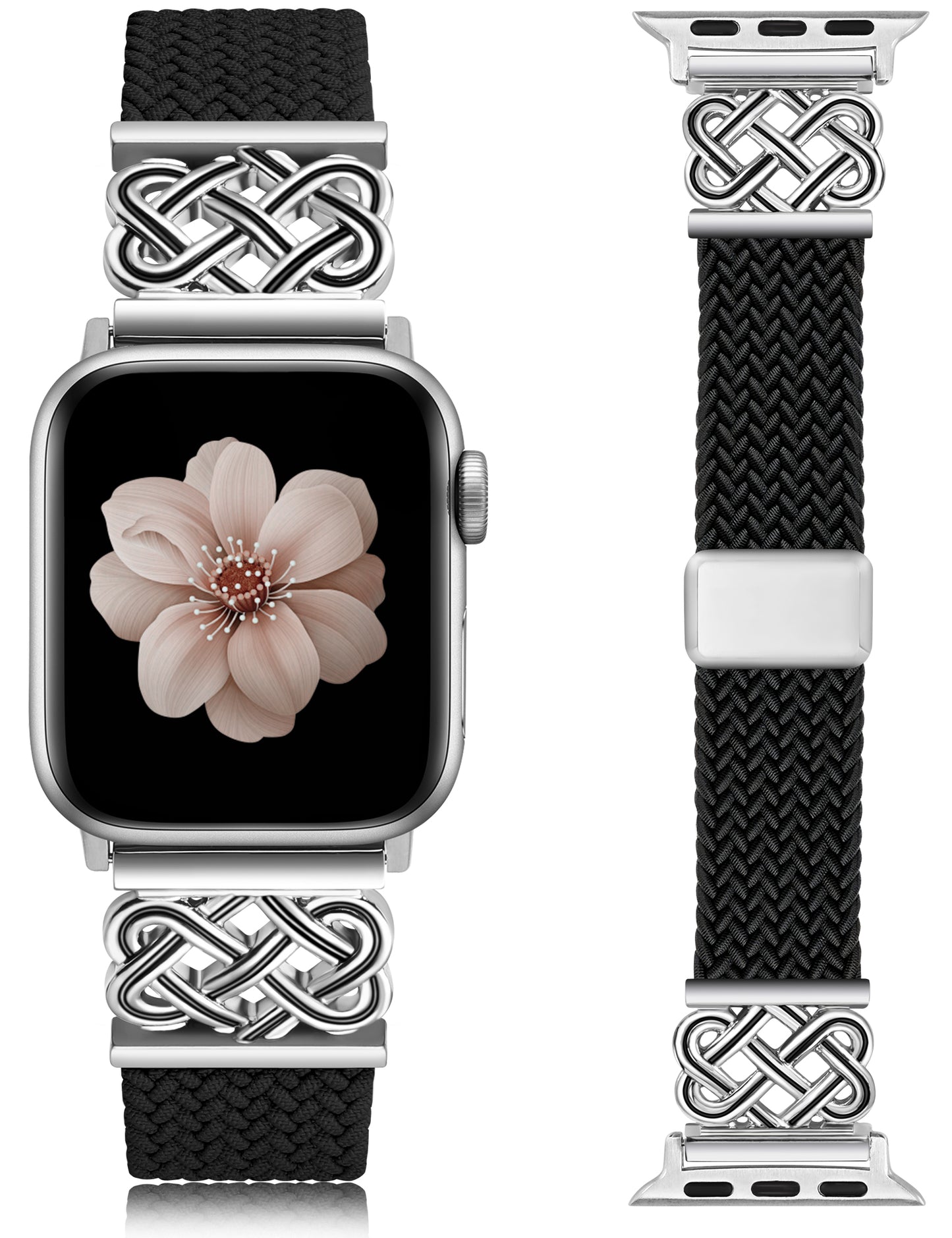Braided Magnetic Band Compatible with Apple Watch Bands 38/40/41/42/44/45/46/49mm Women Men, Celtic Knot Stretchy Elastic Nylon Fabric Woven Strap for iWatch Series 11 10 9 8 7 6 5 4 SE/Ultra 3 2 1