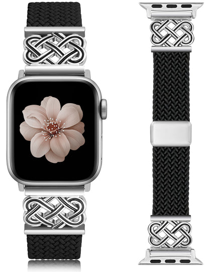 Braided Magnetic Band for Apple Watch Band | Celtic Knot Stretchy Nylon Woven Strap