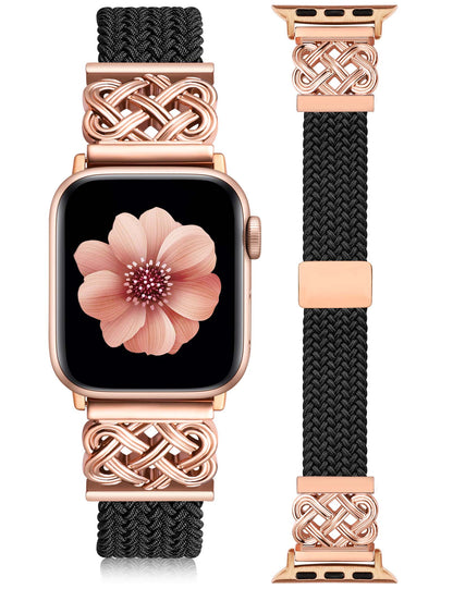 Thin Braided Magnetic Band for Apple Watch Band | Slim Celtic Metal Stretchy Strap