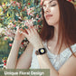 TOYOUTHS Floral Bracelet Compatible with Apple Watch Band 42/41/40/38mm Women, Boho Beaded Braided Slim Elastic Stretchy Solo Loop Dressy Nylon Strap for iWatch Series 10/9/SE/8/7/6/5/4/3/2/1