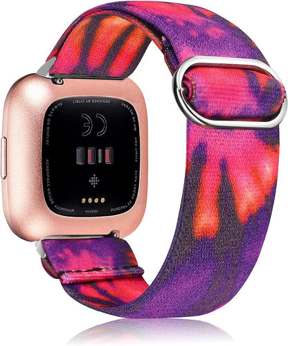 TOYOUTHS Compatible with Fitbit Versa/Versa 2 Bands for Women Men Adjustable Elastic Nylon Fabric Strap Replacement for Versa Lite Edition Stretchy Solo Loop Bracelet Wristband Accessories