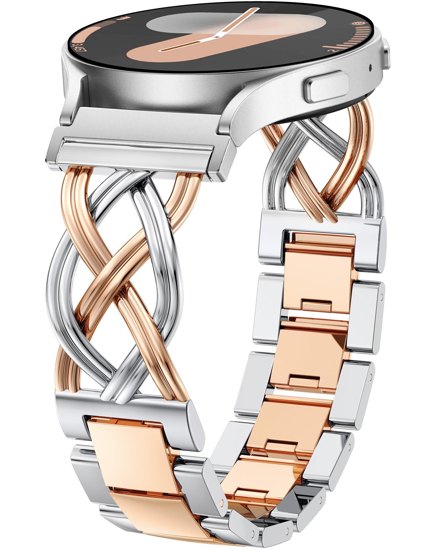 TOYOUTHS Celtic Knot Chain Bracelet Compatible with Samsung Galaxy Watch 7 6 5 4 FE 40mm 44mm/Watch 6 4 Classic/5 Pro/3 41mm/Active 2 Women, 20mm Dressy Stainless Steel Band Metal Jewelry Link Strap