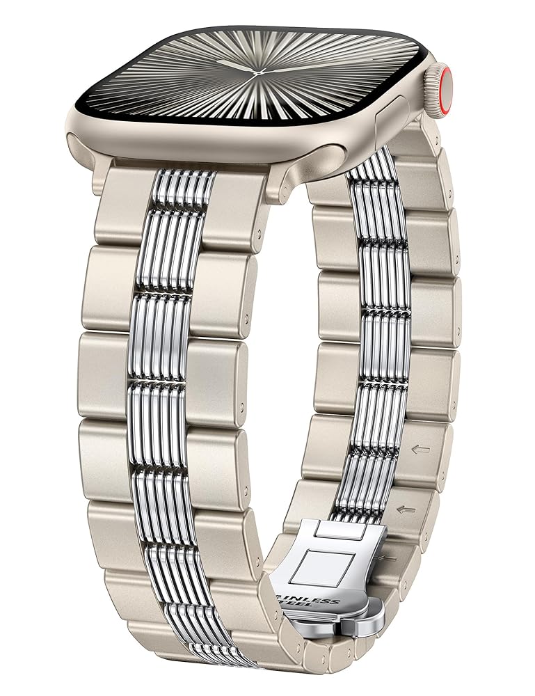 TOYOUTHS Mixed Metal Band Compatible with Apple Watch Bands 38/40/41/42/44/45/46/49mm Women Men, Formal Dressy Two-Tone Stainless Steel Classy Strap for iWatch Series 11 10 9 8 7 6 5 4 SE/Ultra 3 2 1