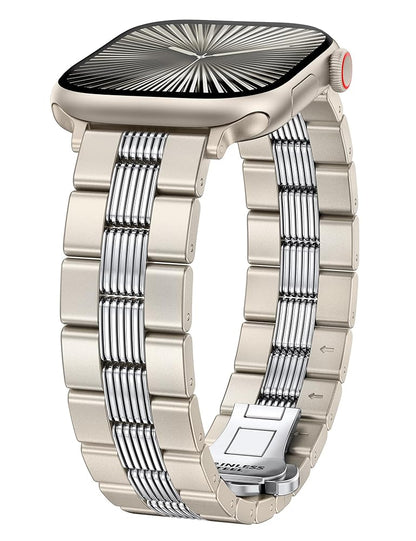 Two-Tone Metal Band for Apple Watch Band | Formal Dressy Stainless Steel Classy Strap