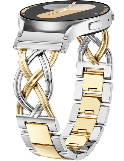 TOYOUTHS Celtic Knot Chain Bracelet Compatible with Samsung Galaxy Watch 7 6 5 4 FE 40mm 44mm/Watch 6 4 Classic/5 Pro/3 41mm/Active 2 Women, 20mm Dressy Stainless Steel Band Metal Jewelry Link Strap