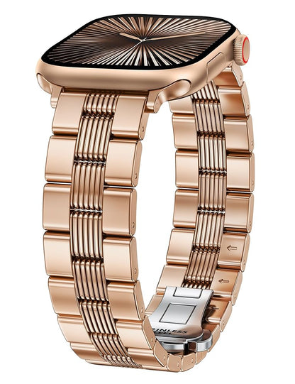 Two-Tone Metal Band for Apple Watch Band | Formal Dressy Stainless Steel Classy Strap