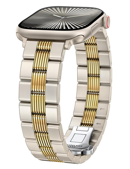 TOYOUTHS Mixed Metal Band Compatible with Apple Watch Bands 38/40/41/42/44/45/46/49mm Women Men, Formal Dressy Two-Tone Stainless Steel Classy Strap for iWatch Series 11 10 9 8 7 6 5 4 SE/Ultra 3 2 1