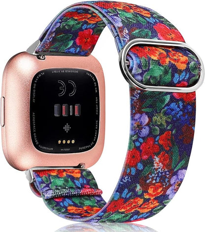 TOYOUTHS Compatible with Fitbit Versa/Versa 2 Bands for Women Men Adjustable Elastic Nylon Fabric Strap Replacement for Versa Lite Edition Stretchy Solo Loop Bracelet Wristband Accessories
